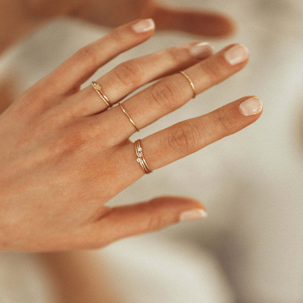 Doğum Taşı Minimalist Halka Yüzük - Turkuaz Görünümlü Sade Çember Yüzük