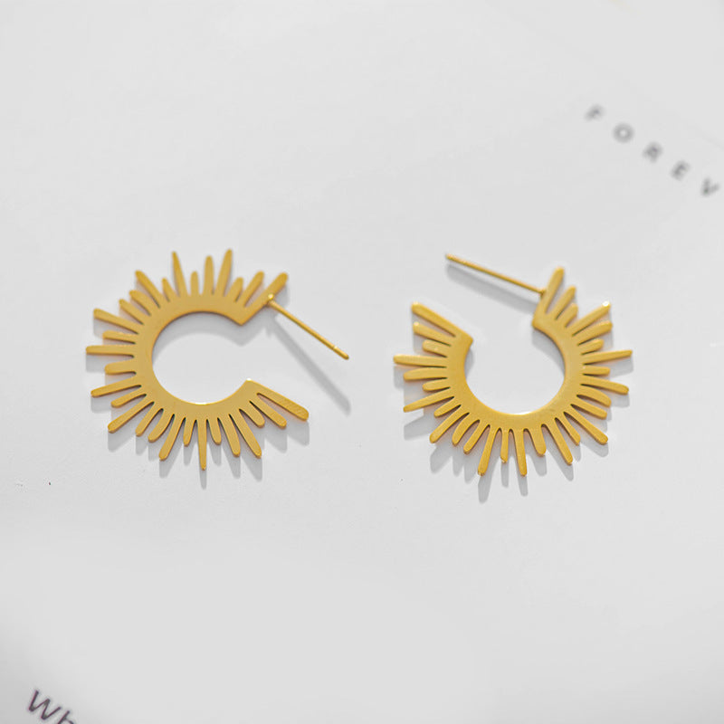 Güneş Formlu Küpe - Avrupa & Amerikan Tarzı Divergent Sunburst Küpe
