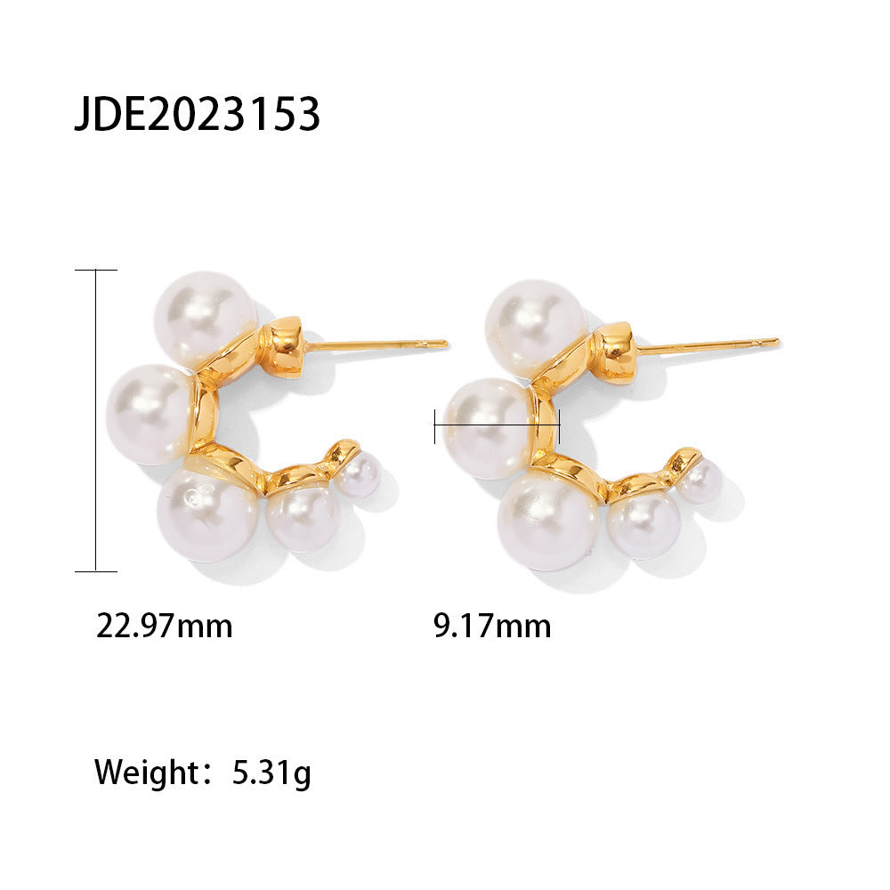 Fransız Retro 18K Altın Kaplama Zirkon & Tatlı Su İnci Küpe - Niş Tasarım İnci Çivili Küpe