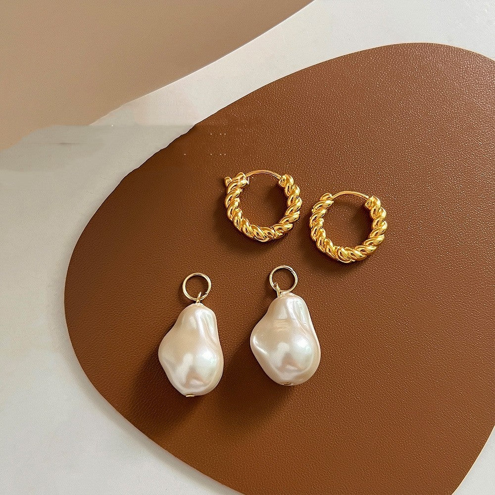 Asimetrik Barok İnci Küpe - Düzensiz Formlu Fresh Water Pearl Küpe Takısı