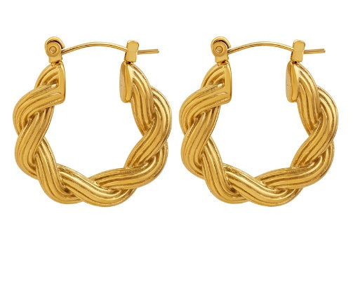 Zarra Altın Burgu Küpe - Kalın (Chunky) Twist Hoop Küpe