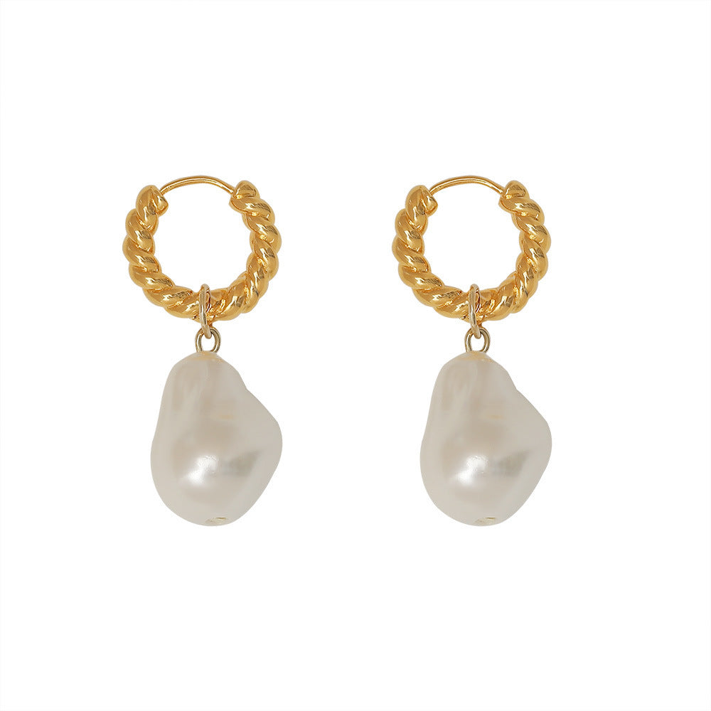 Asimetrik Barok İnci Küpe - Düzensiz Formlu Fresh Water Pearl Küpe Takısı