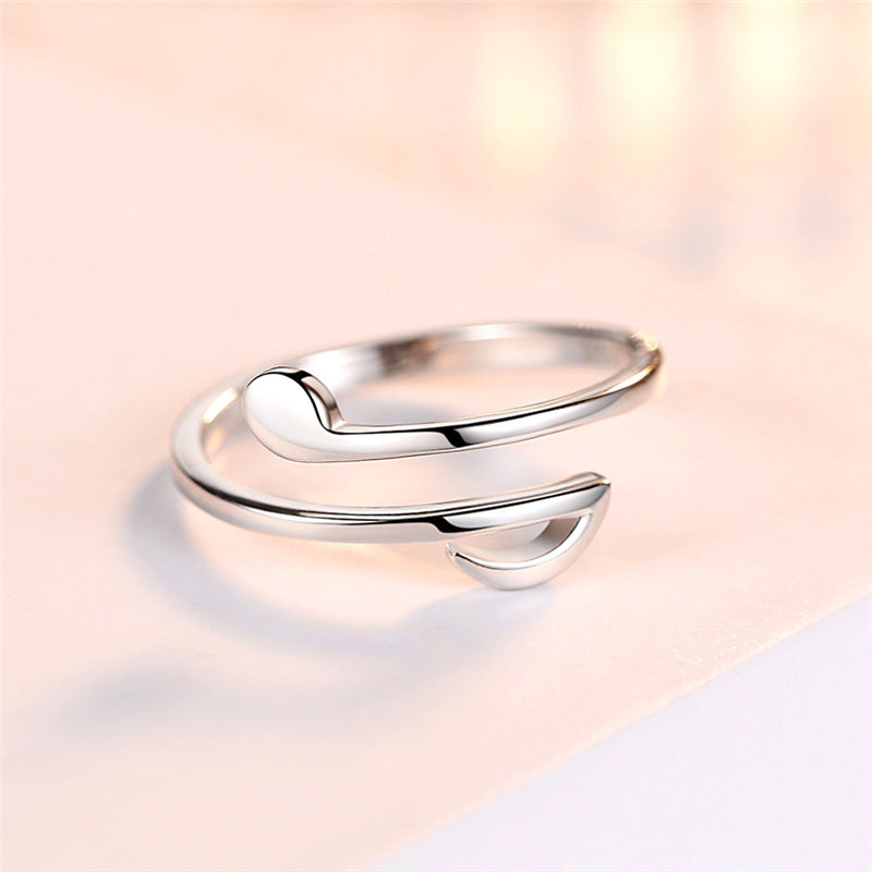 S925 Ayar Gümüş Halka Formlu Açık Yüzük - Minimalist Ayarlanabilir Jump Ring