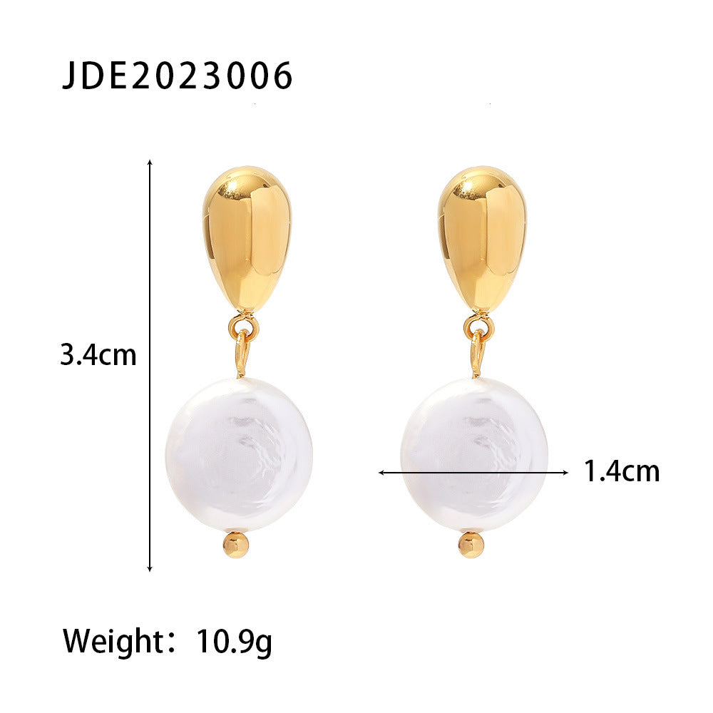 Fransız Retro 18K Altın Kaplama Zirkon & Tatlı Su İnci Küpe - Niş Tasarım İnci Çivili Küpe