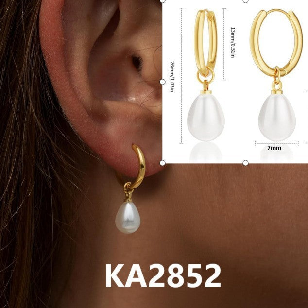Su Damlası Şeklinde İnci Küpe - Minimalist ve Zarif Dangle Pearl Küpe